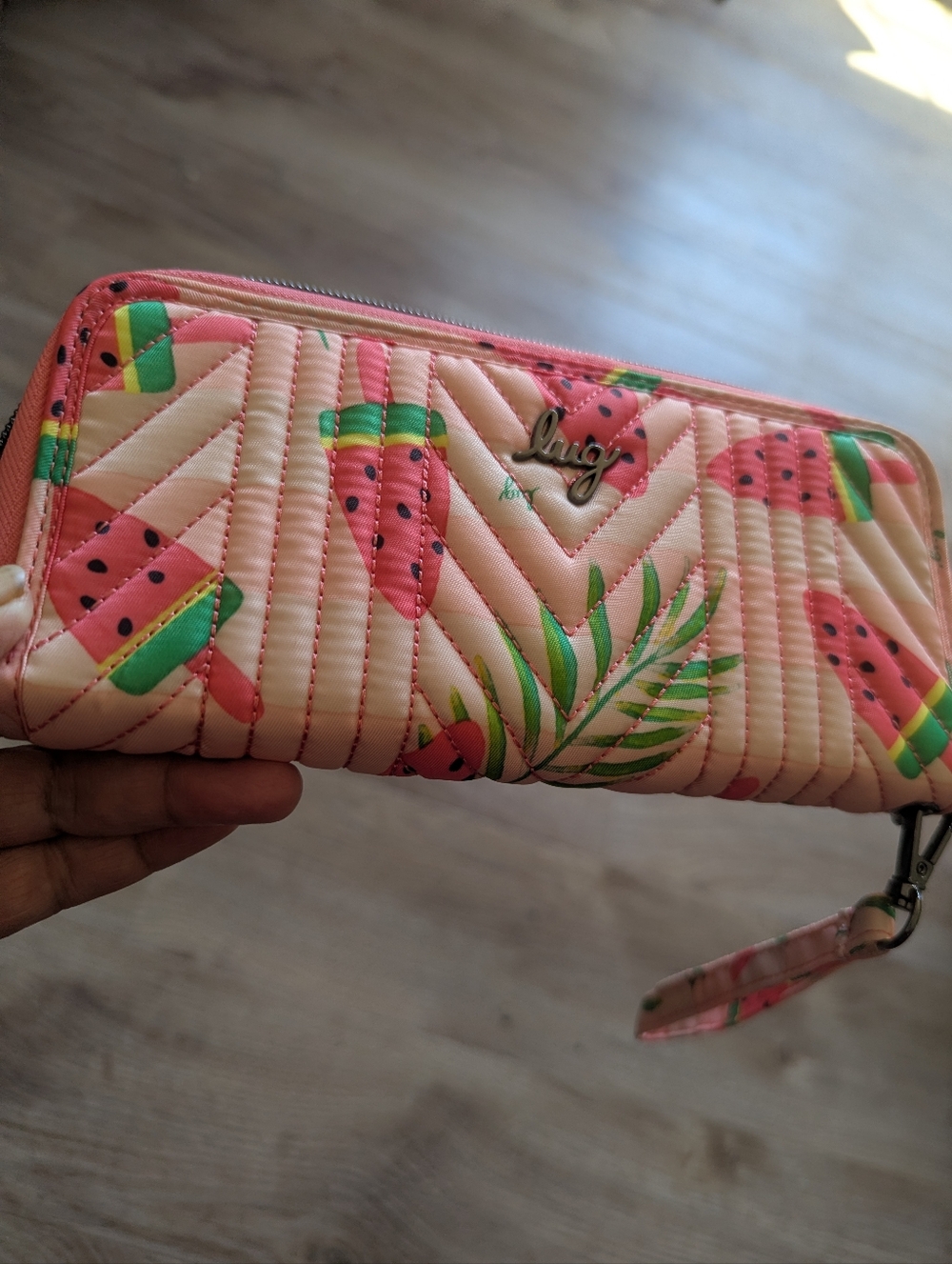 Lug Straddle Pink Watermelon Popsicle Quilted Zip-Around Wallet